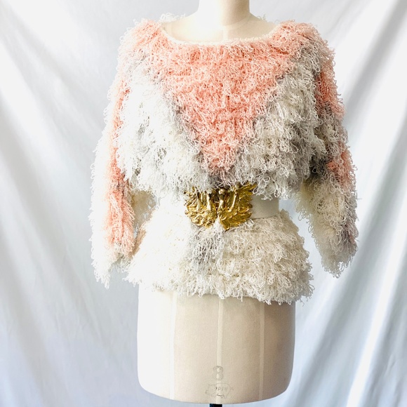 SIDEFFECTS  shaggy hand crocheted boho vibe sweater. - Picture 1 of 6